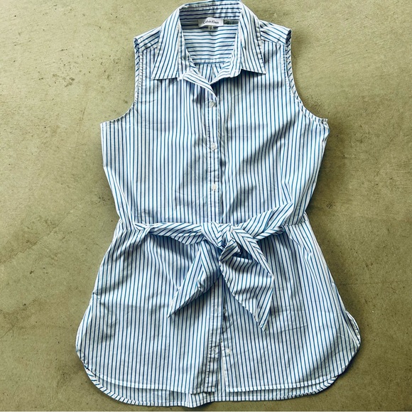 Calvin Klein sleeveless tie-waist shirt - Picture 3 of 8